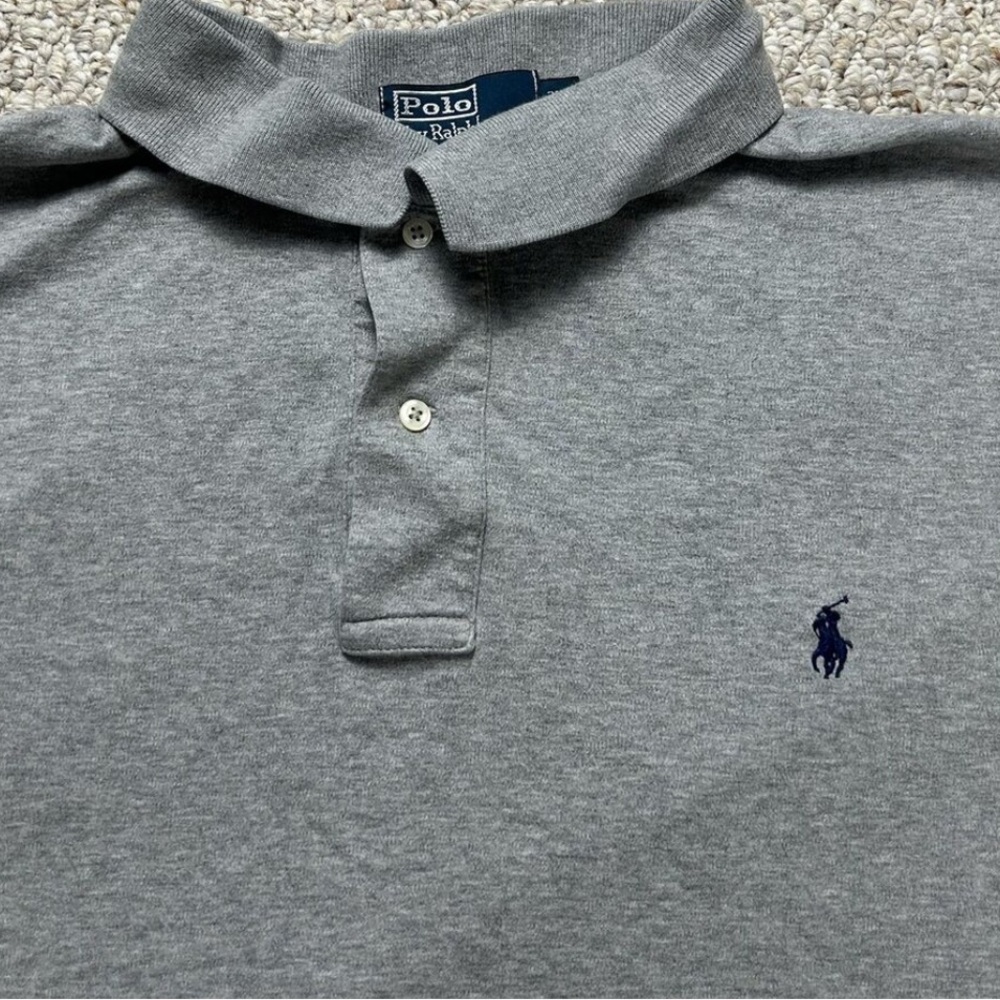 Polo Ralph Lauren Gray Short Sleeve Shirt 100% Cotton Mens Polo Size Large